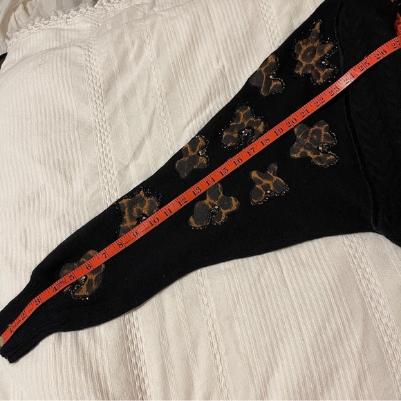 Vintage Made in Italy Wool Cardigan with Animal Print Accents Black - Picture 16 of 16
